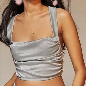 Urban Outfitters Silver Corset Tank Top